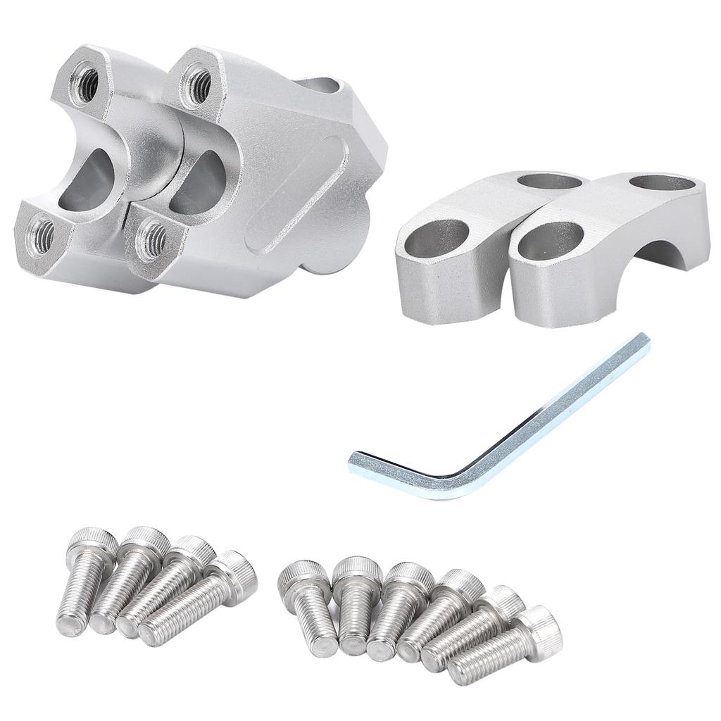 22mm Handlebar Risers Handlebar Motorcycle Handlebar Post Setback Spacer Universal [Raises Position] Kit, (Silver)