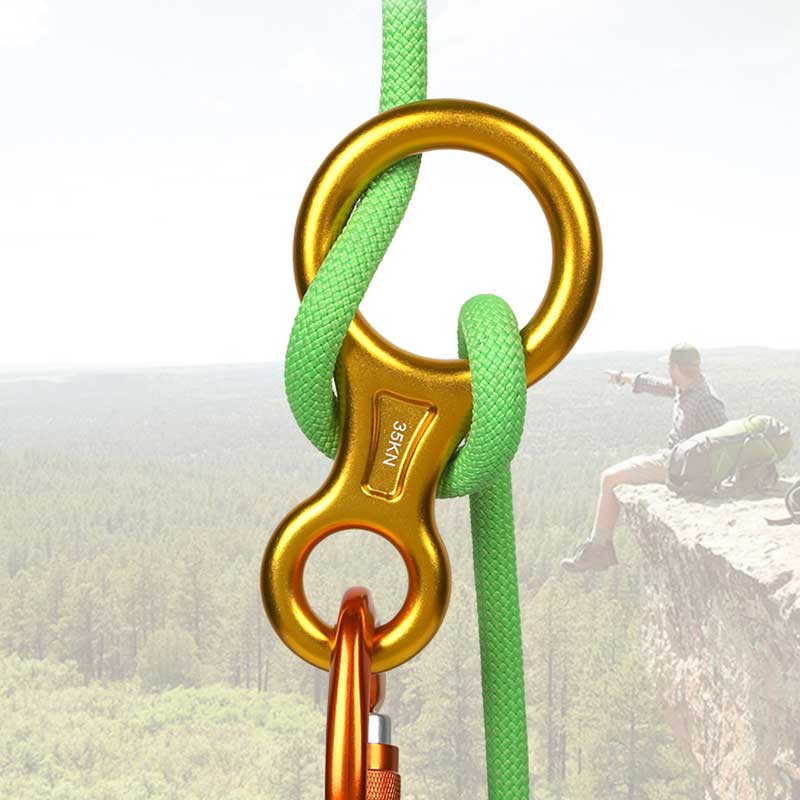 35KN Rock Carabiner Figure 8 Rappelling Rope Descender Aluminum Figure Belay Device Abseiling Downhill Equipment