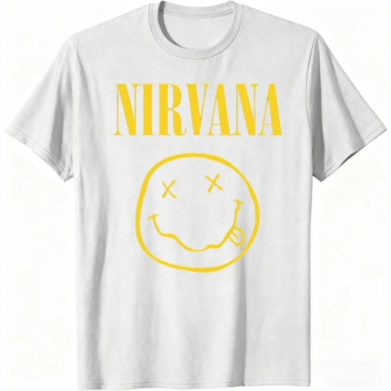 Новая Мужская Футболка Рок-Группы Nirvana Хип-Хоп Стиль Мужская и Женская Оверсайз Y2K Футболка Повседневная Свободная Уличная Унисекс Одежда