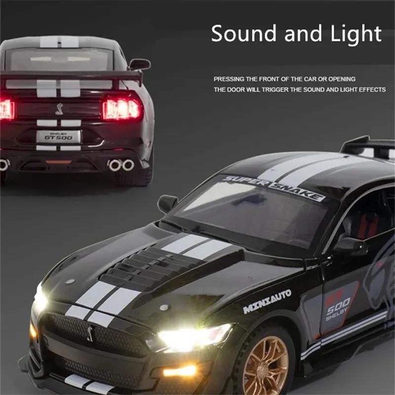 1/32 Ford Mustang Shelby GT500 литой спортивный автомобиль имитационная модель литая металлическая модель автомобиля звук и свет коллекционные игрушки для мальчиков