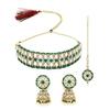 Спортивный позолоченный зеленый комплект колье-колье с шипами Kundan и бусинами и стильной серьгой Jhumki для женщин