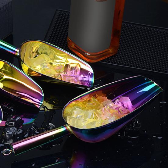 Лопата для льда Совок для льда Из нержавеющей стали Лопатка для льда Лопата для попкорна Совок для попкорна Совок для муки Многоцелевой бар Вечеринка Свадьба Лопата для еды с длинной ручкой