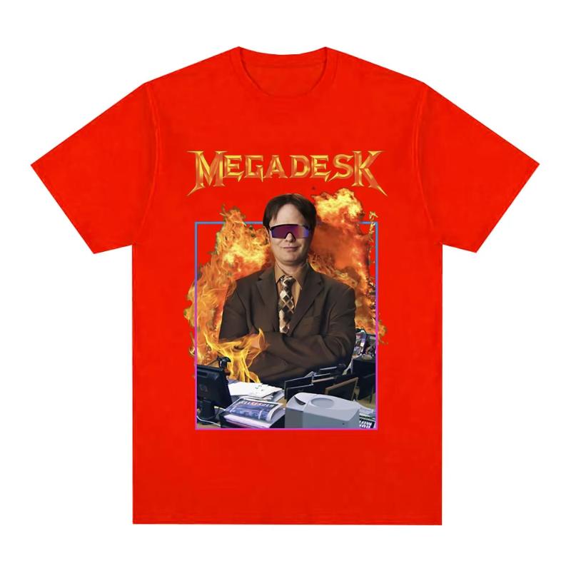 Dwight Schrute Megadesk Michael Scott Homage The Office Tshirt Tv Series T Shirt Unisex Women Cotton Casual Short Sleeve TShirts