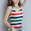 Летний топ из чистого хлопка нового стиля на внутренних бретелях в полоску для женщин, прилегающий к телу и стройнящий фигуру снаружи, без рукавов на плечах, универсальный топ