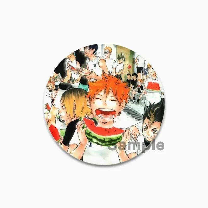 32/44/58 мм значок волейбола в стиле аниме, жесть ручной работы, круглая брошь, булавки для одежды, шляпа, рюкзак, аксессуары, ювелирные изделия