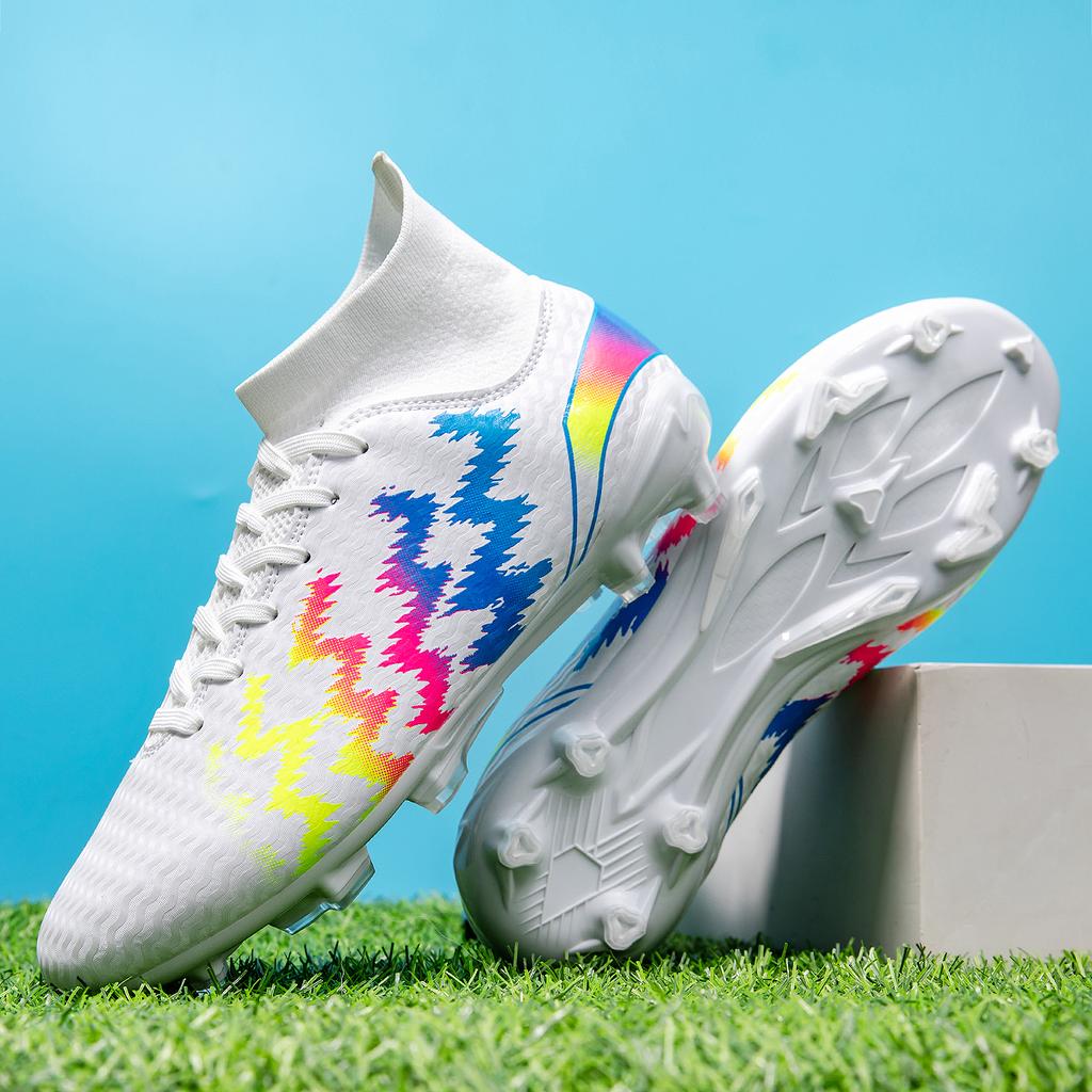 Men's Soccer Shoes TF/FG Non-Slip Turf Soccer Cleats Trend Design Shoes Comfortable High Top Sneaker High Quality Football Boots