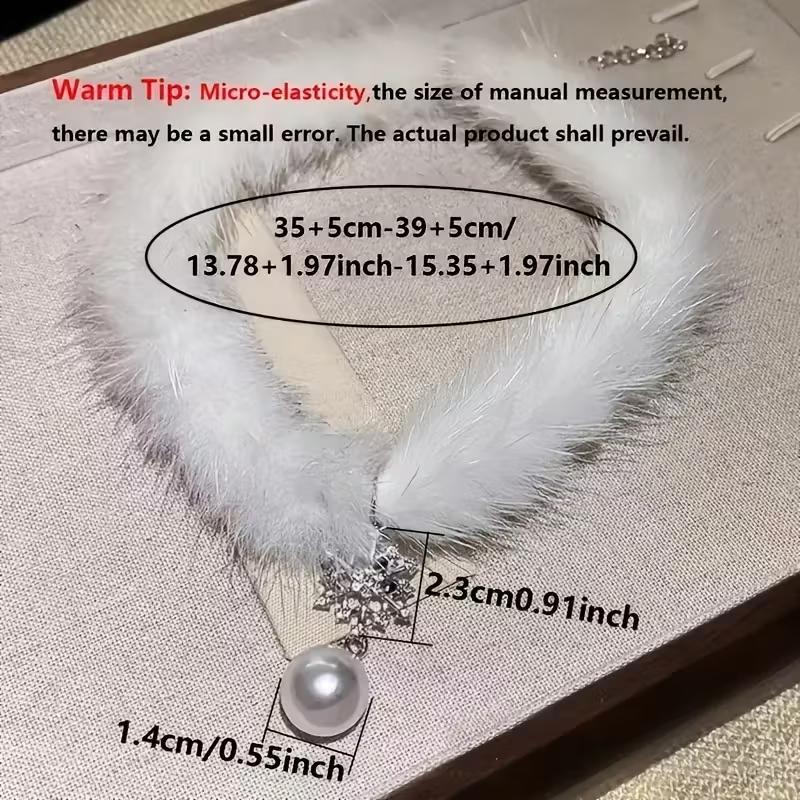 1/2 шт. Чокер Вечеринка Рождественские наряды Подарок Ожерелье Повседневная носка Цепочка на ключицу Жемчужная подвеска Ювелирные изделия Плюшевый Черный/Белый