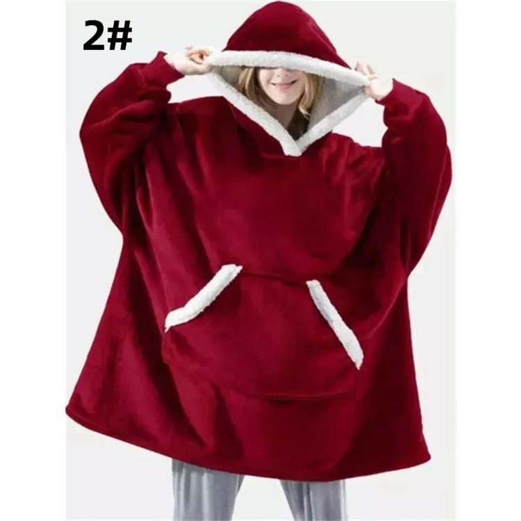 Зимние толстовки с капюшоном, толстовка для женщин и мужчин, флисовый пуловер, большое одеяло с длинными рукавами из фланели