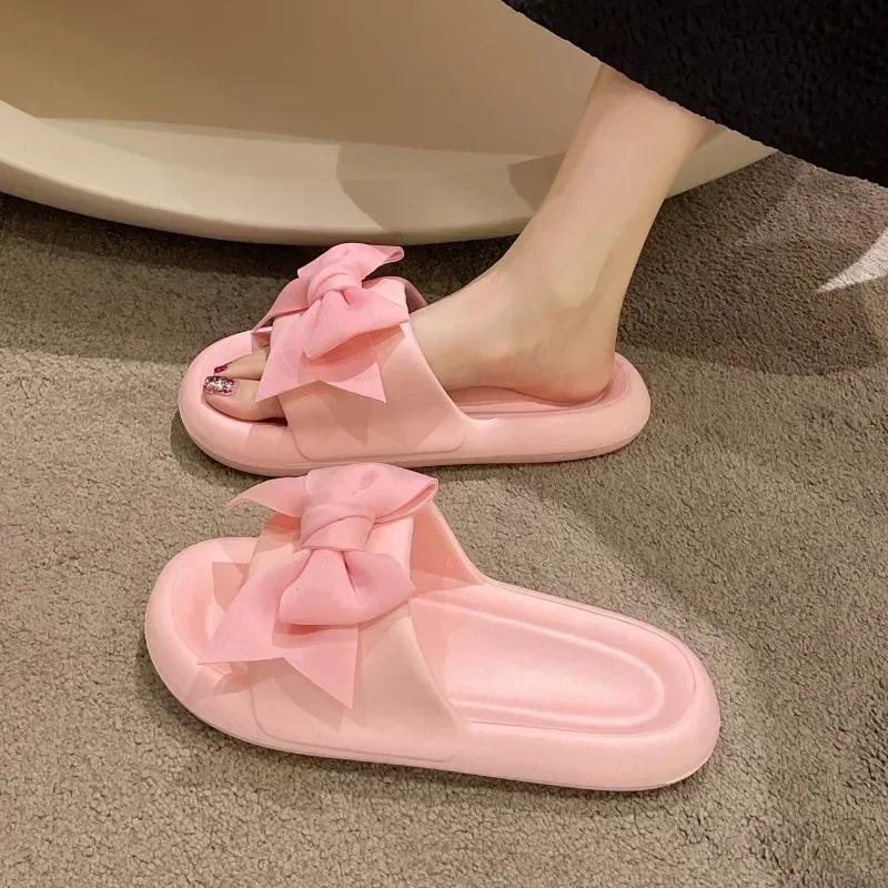 Women's Shoes 2024 Hot Sale Bow Female Summer Slippers Fashion Casual Solft Sole Light Slippers Female Flat Comfortable Slippers
