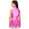 Complete 70s Disco Costume Set for Kids Girls: Shiny Metallic Top with Chest Tassels & Tiered Ruffle Shorts, 2-Piece Outfit