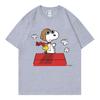 Черная женская футболка Snoopy Летняя с коротким рукавом Хлопок Мужская Женская Футболка Топы Мультяшная Аниме Одежда для пары Топы