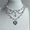1 шт. Очаровательный многослойный чокер с серебристым акцентом в виде сердца - Идеальный подарок на день рождения, модное ожерелье для повседневной носки и особых случаев