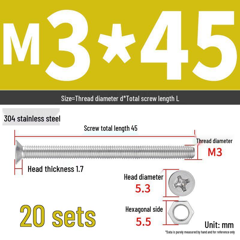 Набор Extra Long Phillips Flat Head Винтов и Гаек из Нержавеющей Стали 304 (2М, 3М, 4М)