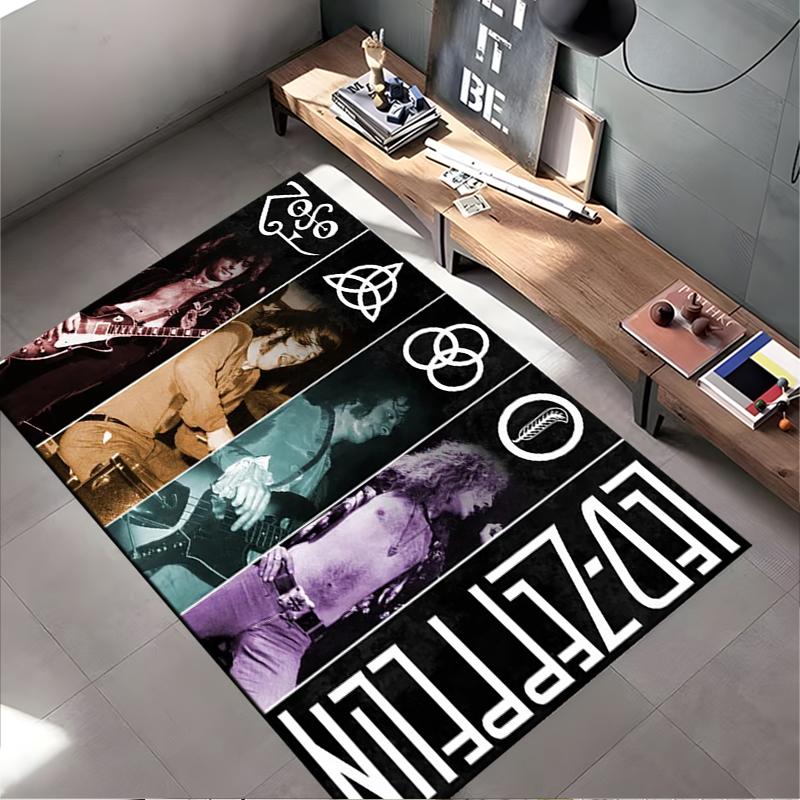 Led Zeppelin Band Collage Non-slip rug suitable for living room and bedroom sofas.
