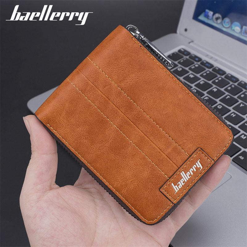 Baellerry RFID-защитный держатель для карт для мужчин, деловые короткие кошельки, кошелек на молнии из искусственной кожи, кошелек