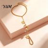 Adjustable Butterfly Bracelet Golden Hand Chain for Women, Metal Tassel Chic Accessory with Finger Ring, Harness Jewelry Gift Her