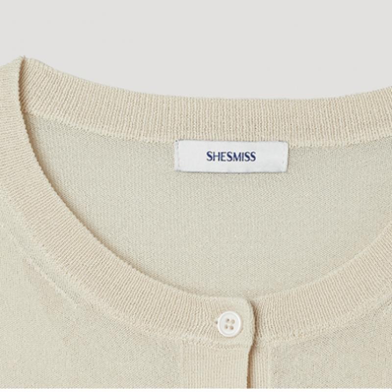 [shs Miss] Round Neck Knit Cardigan Sskcdp22510 Lb