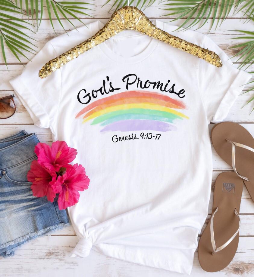 God’s Promise Rainbow Shirt Genesis 9:13-17 Bible Verse Shirt Unisex T-Shirt