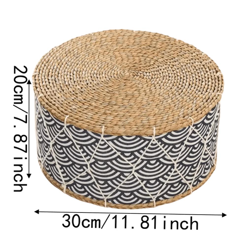 Hand-Woven Floor Cushion Portable Design Round Shape Zafu Cushion Natural Straw Durable Material Woven Stool Meditation Use