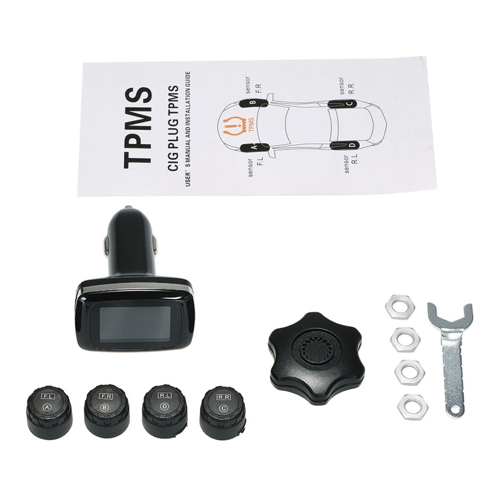 TPMS Smart Car Беспроводная система контроля давления в шинах Прикуриватель Цифровой ЖК-дисплей с