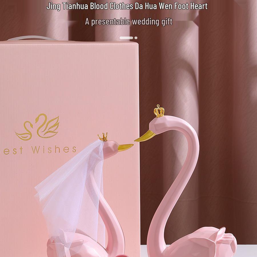 Swan Figurine Pair Wedding Favors, Room Decor & Gifts for Newlyweds or Best Friend Bride