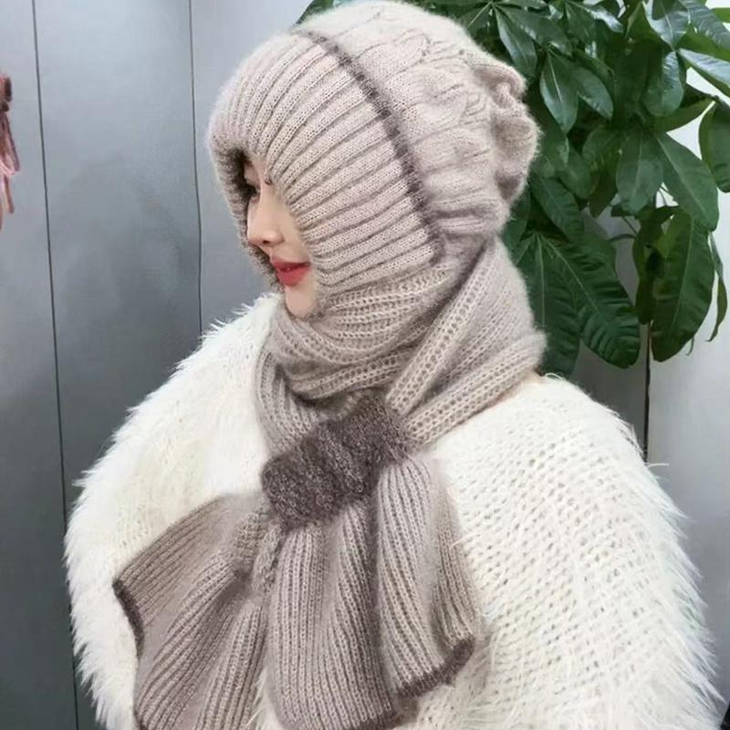 Зимние вязаные шапки и шарфы Skullies, комплект из холодного шарфа для защиты ушей, теплые шапки для девочек, ветрозащитные шапки для велоспорта и женщин, кепки для активного отдыха
