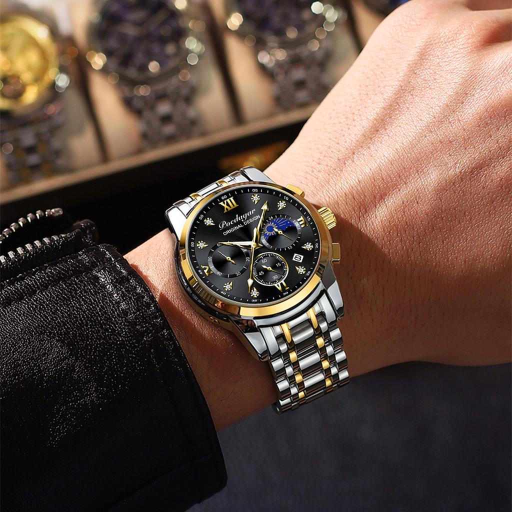 POEDAGAR New TOP Brand Luxury Men's Watch With Box Multifunctional Fashion Waterproof Luminous Men's Quartz Watches