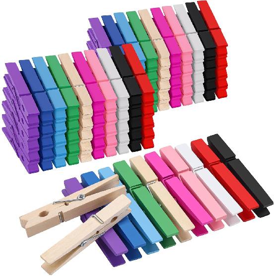 50 шт. Белых деревянных прищепок, 2,9 дюйма Прищепки для рукоделия, Натуральные зажимы для сушки белья, Значок-помпон для DIY