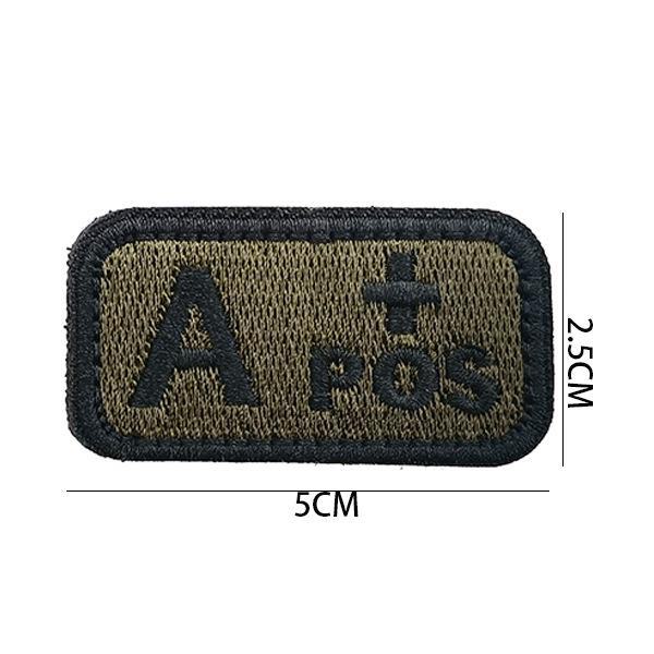 Embroidered Tactical Blood Type Velcro Badges: A, B, AB, O, +POS, -NEG - Military and Outdoor Identification.