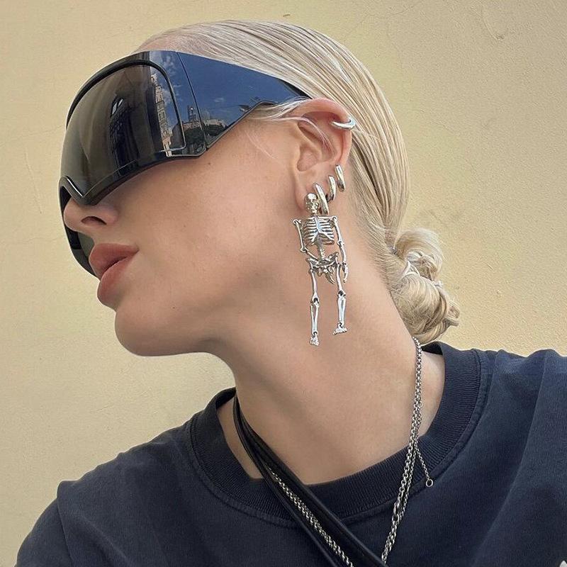 Futuristic Wrap Around Sunglasses Rave Curved Lens Uv400 Protection 2000'S Eyewear Oversized Sun Glasses For Women & Men