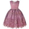 Girls Mesh Embroidery Beaded Princess Party Ball Show Dress Little Girl Pearl Puffy Fresh Flower Girl Bridesmaid Dress