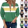 Women Casual Long Sleeve Basic Quarter Zipper Color Blocking Pullover Sweatshirts Casual Top Fall Clothes