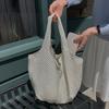Knitted Handbag with Convenient Structure Solid Color Spacious Beach Bag Exotic Vacation Roomy Tote Bag