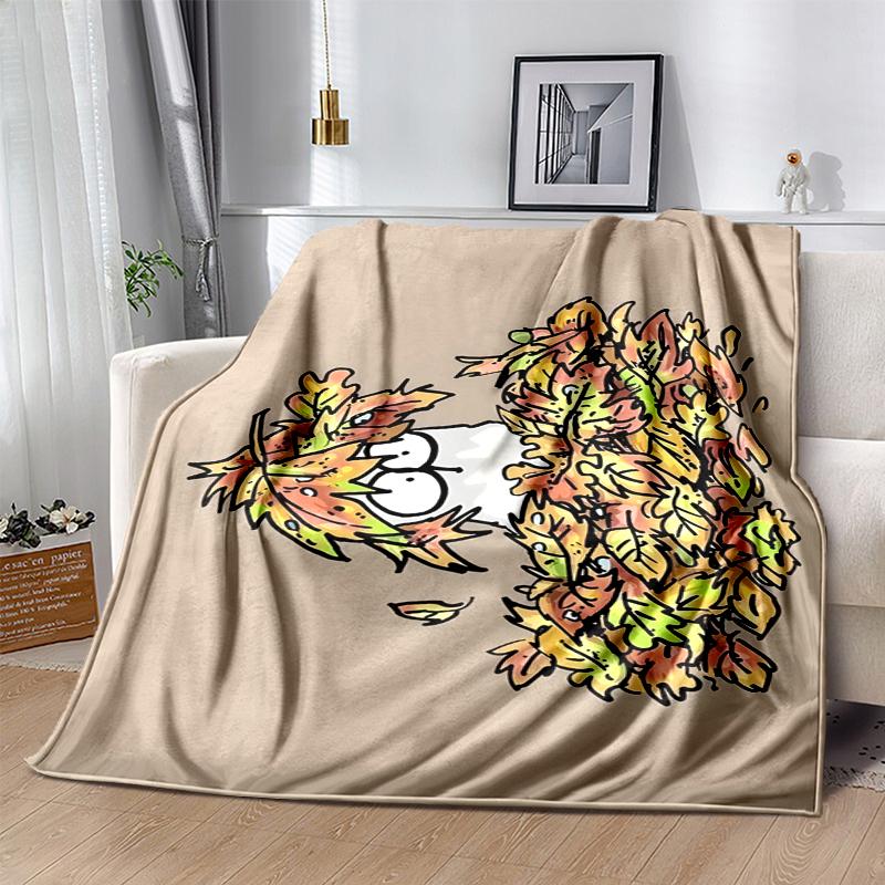 Simon's cat Flannel Blanket Soft Warm All-Season Throw, Design for Camping, Car Travel, Hiking Sofa, Bed, Office Perfect Gift for Parties