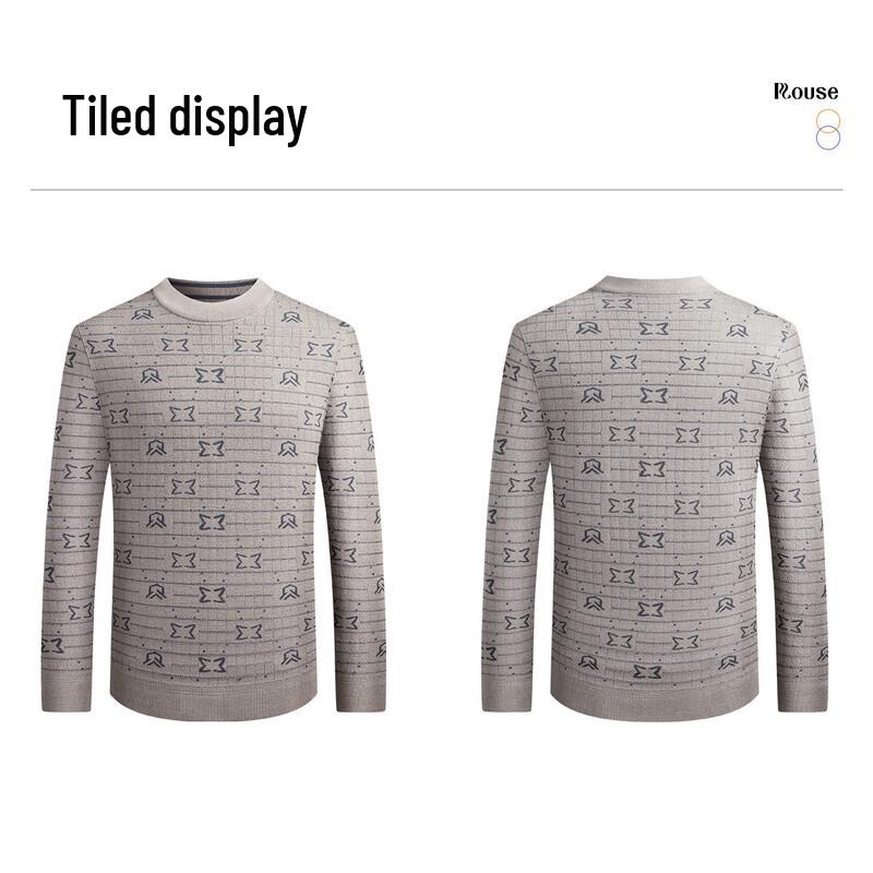 Мужской зимний шерстяной свитер ROJOZ с жаккардовым узором «кунжутная точка»