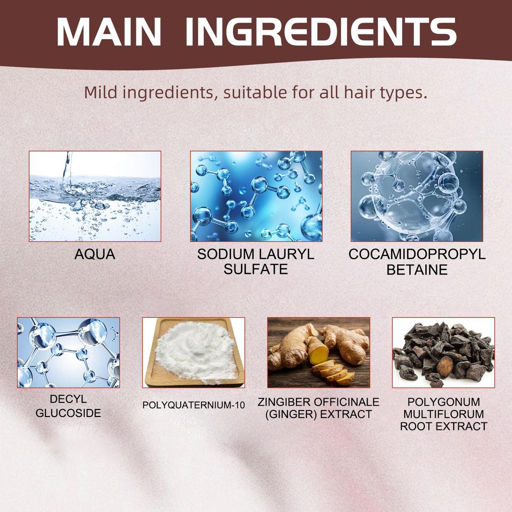 EELHOE Шампунь Polygonum multiflorum 100 мл Натуральное масло, стимулирующее рост волос Питает волосы Уменьшает выпадение волос Уход за волосами Натуральные черные волосы