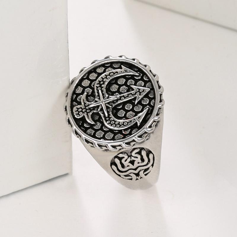 Men's Ring Domineering European and American Ins Trident Neptune Color Gift for Boyfriend and Lover