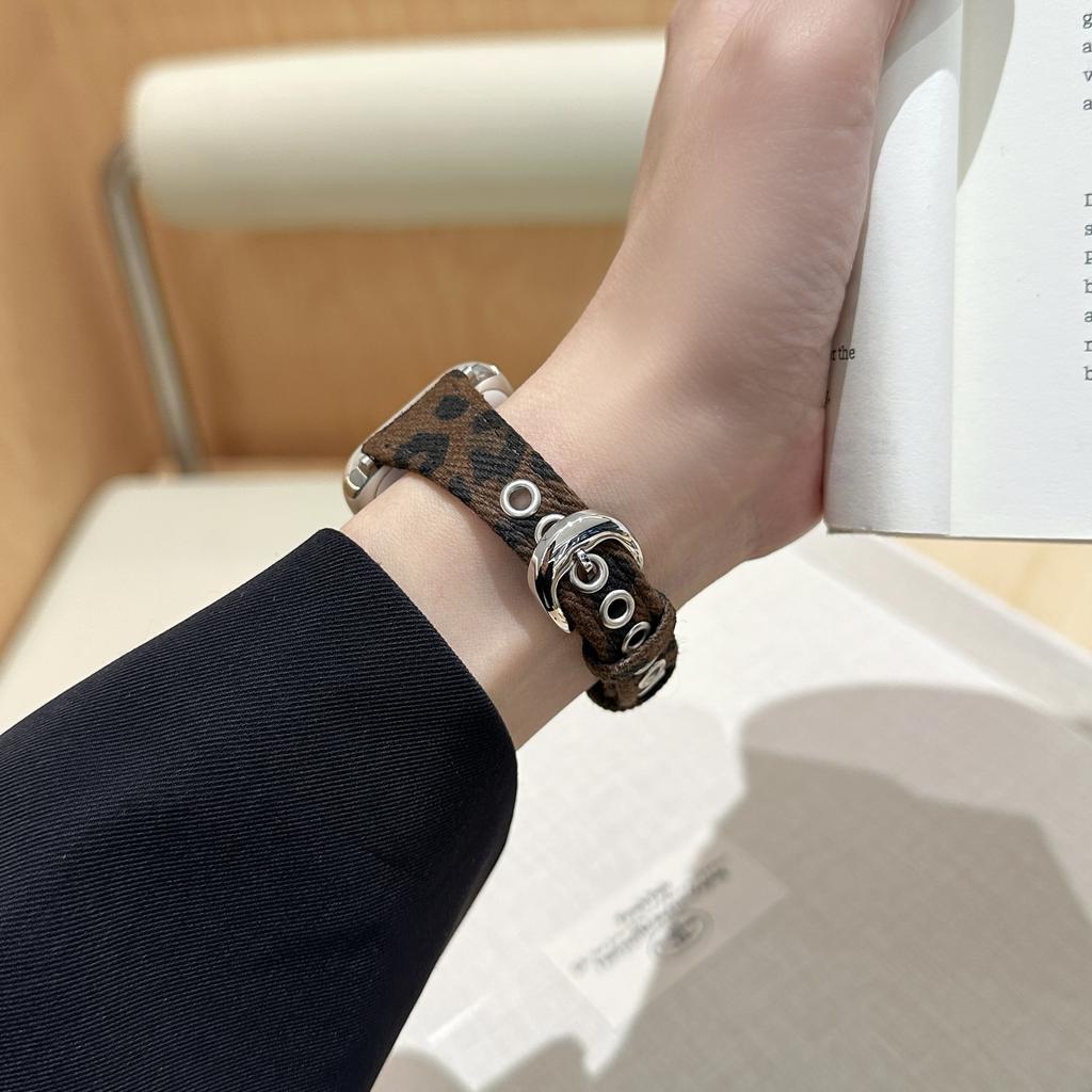 Роскошный ремешок с леопардовым принтом для Apple Watch Band 46 мм 41 38 40 44 42 45 49 мм Женские браслеты iWatch Series 11 10 9 8 7 6 5 SE Ultra 2/3