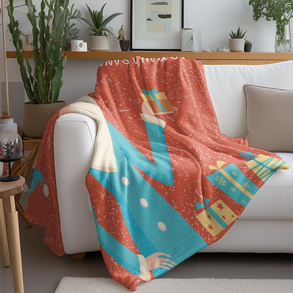 Soft Throw Blanket Cozy Sherpa Fleece Warm Decorative Living Room Bedding Gift Christmas Pattern Home Decor Cozy Chic