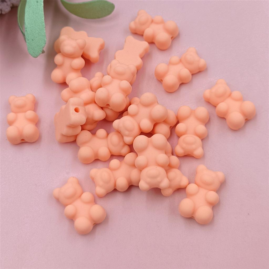 Высокое качество 20 шт. однотонных резиновых бусин 18*11 мм браслеты в форме медведя изготовление украшений своими руками ожерелье милые бусины в форме медведя