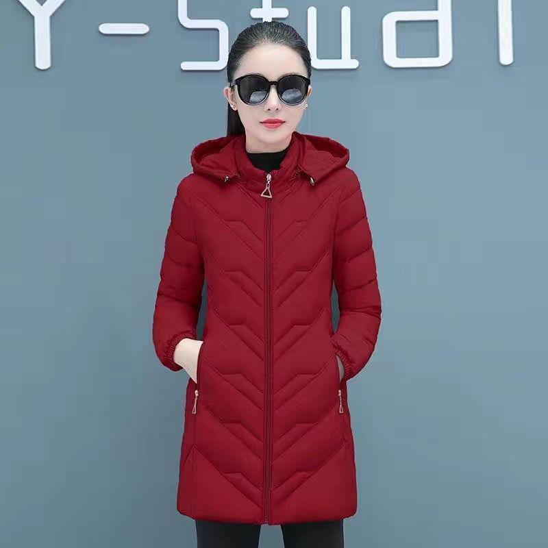 Легкая хлопковая куртка женская средней длины в зимнем стиле, новая хлопковая куртка для похудения и похудения, теплая хлопковая куртка, куртка большого размера