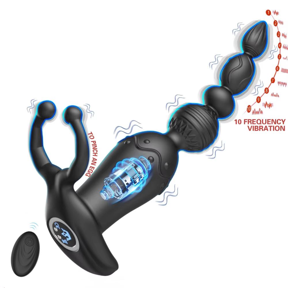 Анальные бусы Массаж простаты Вибрирующая анальная пробка Кольцо для пениса Вибратор Анус Гаремная пробка Стимулятор Задержка эякуляции