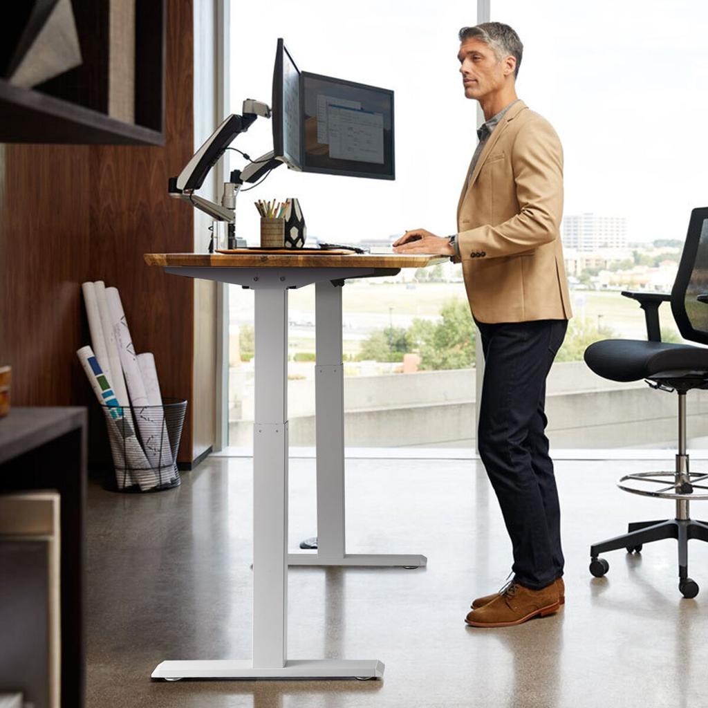 Standing Desk Frame Dual Motor, Adjustable 27.6"-46.1" Height & 43.3"-70.1" Length Electric Stand Up Computer Desk Legs, Ergonomic DIY Workstation