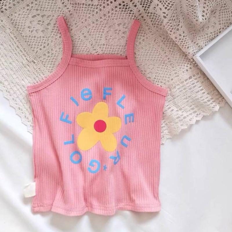 Летний детский свежий детский милый простой жилет без рукавов с принтом ромашки, топ-майка без рукавов для маленьких девочек