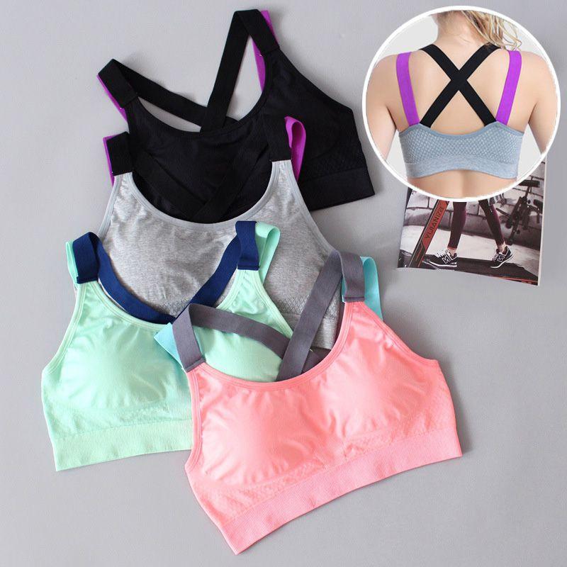 Lovely Push Up Sports Bra With Cross Straps For Yoga And Fitness Activities