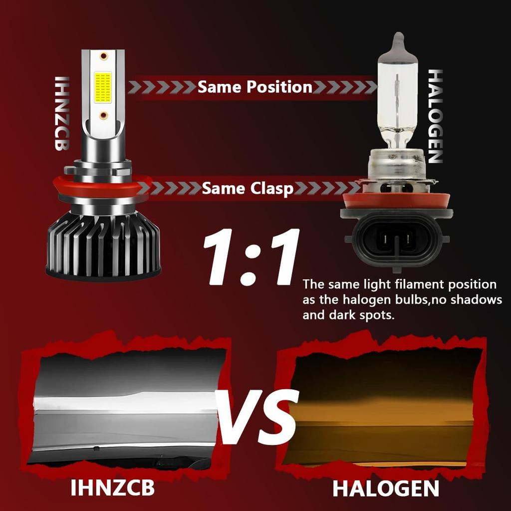 Fit For Nissan Altima 2007-2018 LED Headlight Bulbs, H11 H9 High And Low Beam Headlight Combo Bulbs Kit, 20000LM 6000K Cool White 4PCS