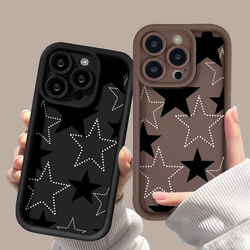 Черно-белые звезды для чехла мобильного телефона iPhone17PorMax 17 Apple 16 матовый 14/15 премиум 13 мелкие отверстия