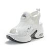 Air Mesh Breathable 8cm Women Sandals 2023 New Comfortable Shoes Fashion Summer Fish Toe Platform Wedge High Hidden Heels Ladies