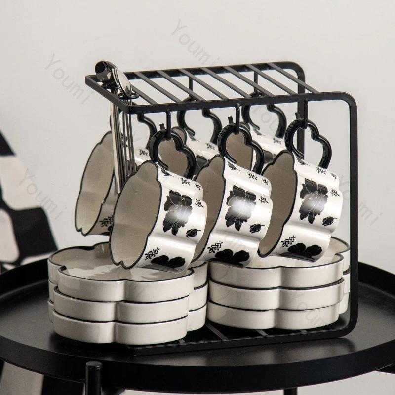 Легкие роскошные керамические кофейные чашки ретро изысканные цветы парные кружки домашний завтрак овсянка молочная чашка элитная офисная чашка для воды