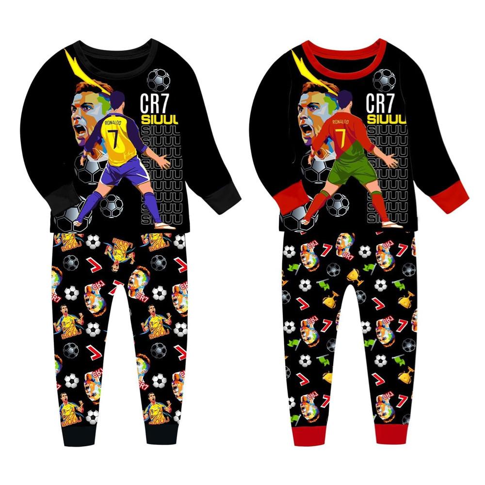 Детский пижамный комплект с рисунком Cr7 из мягкой ткани с мультяшным рисунком для мальчиков и девочек